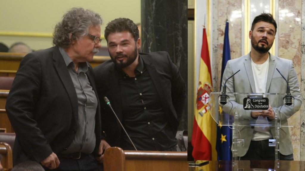 Rufián, en marzo de 2016 (izda.) y este verano (dcha.)