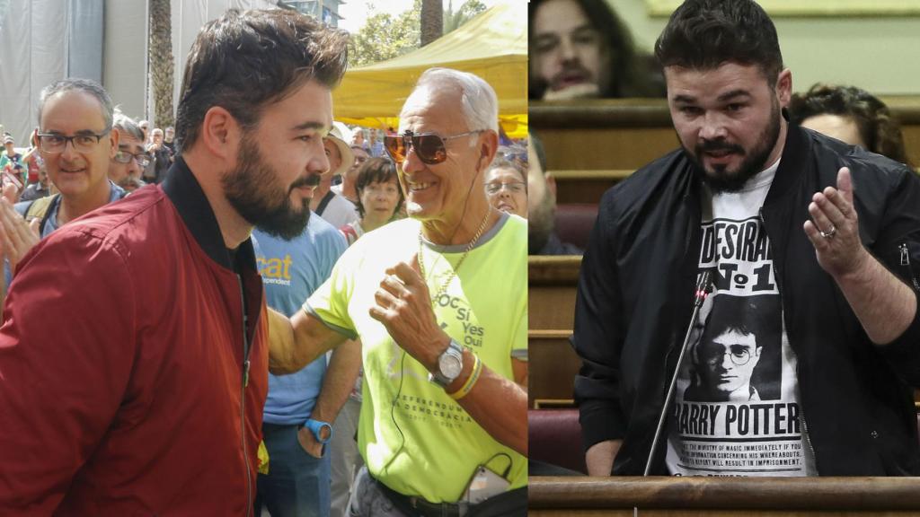 Rufián, con bomber roja y negra, hace sólo unos días.