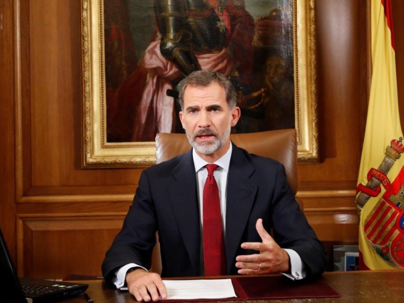 El rey Felipe VI en su mensaje para valorar la situación en Cataluña.