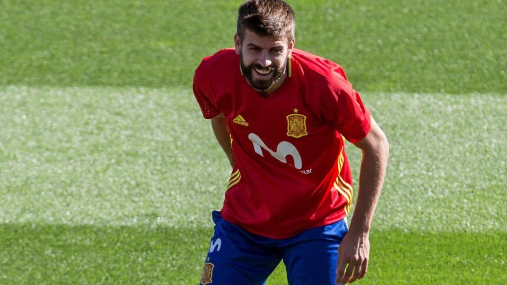 Gerard Piqué, durante un entrenamiento con España.