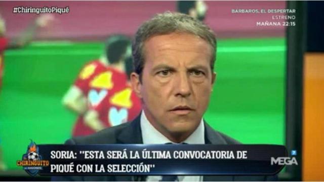 Cristóbal Soria en El Chiringuito. Foto: Twitter (@elchiringuitotv)