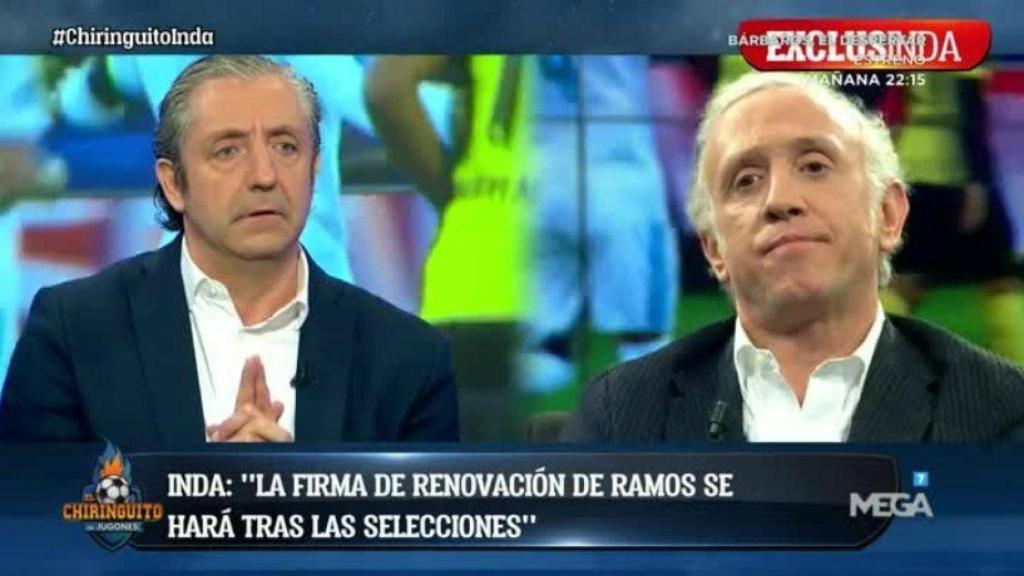 Josep Pedrerol y Eduardo Inda en El Chiringuito. | Foto: Twitter (@elchiringuitotv)