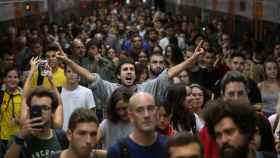 Manifestantes en Barcelona este 3 de octubre.