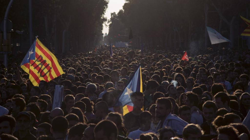 Barcelona durante la manifestación del tres de octubre.