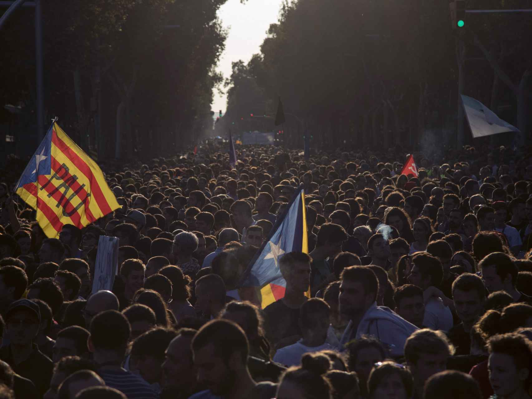 Barcelona durante la manifestación de ayer, tres de octubre.