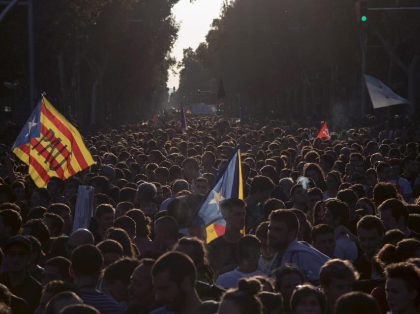 Barcelona durante la manifestación de ayer, tres de octubre.