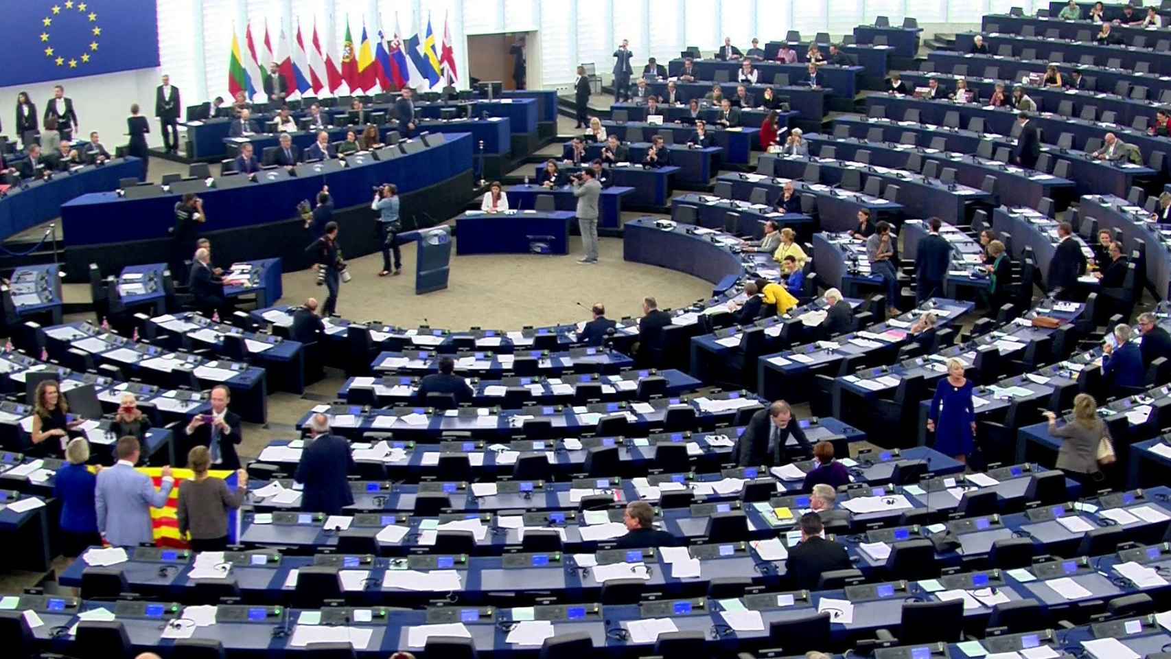 Imagen de la Eurocámara minutos antes del debate sobre Cataluña