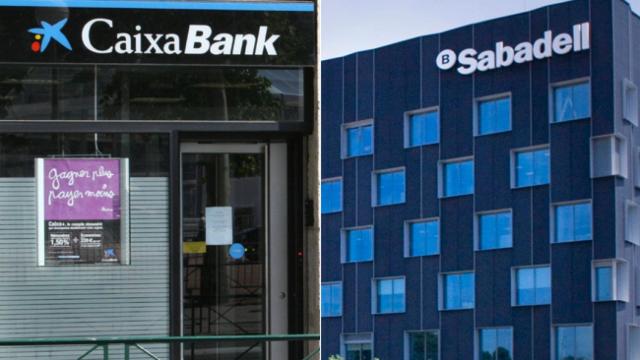 Sedes de distintas sucursales de Caixabank y Sabadell.