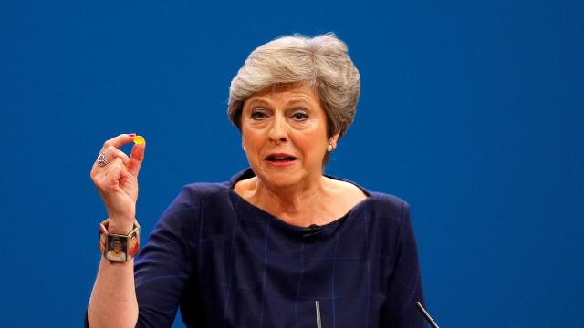 May, durante su discurso en Manchester