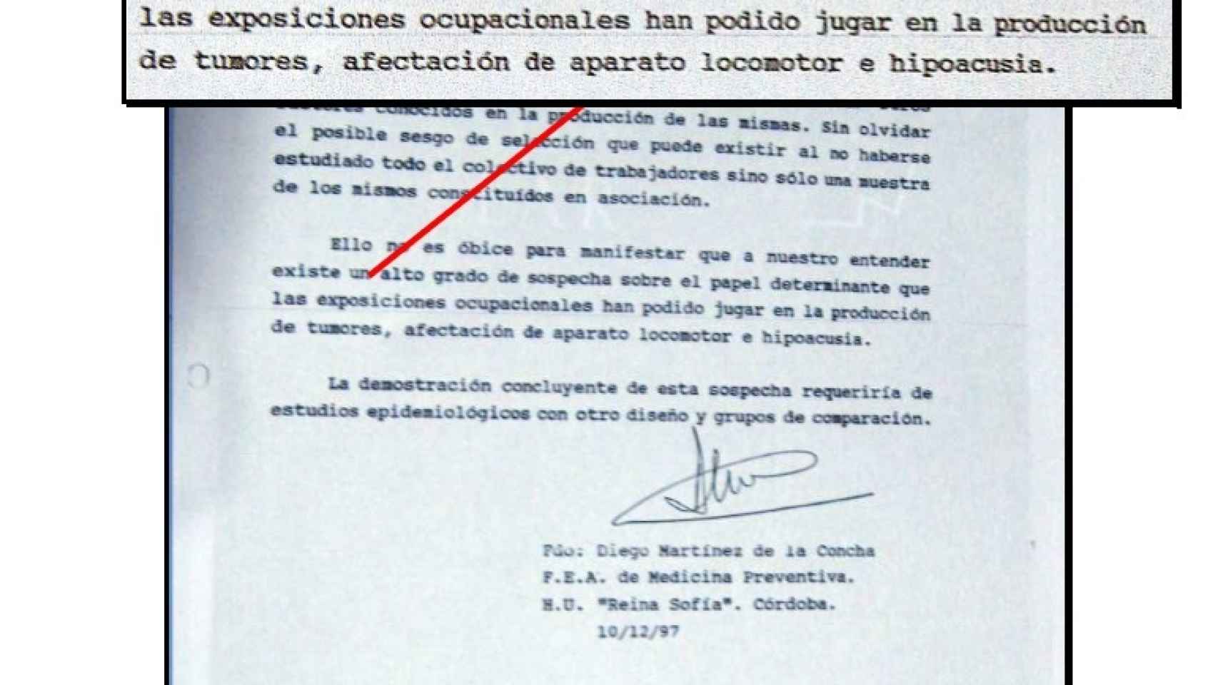 Extracto del informe del doctor Martínez de La Concha.