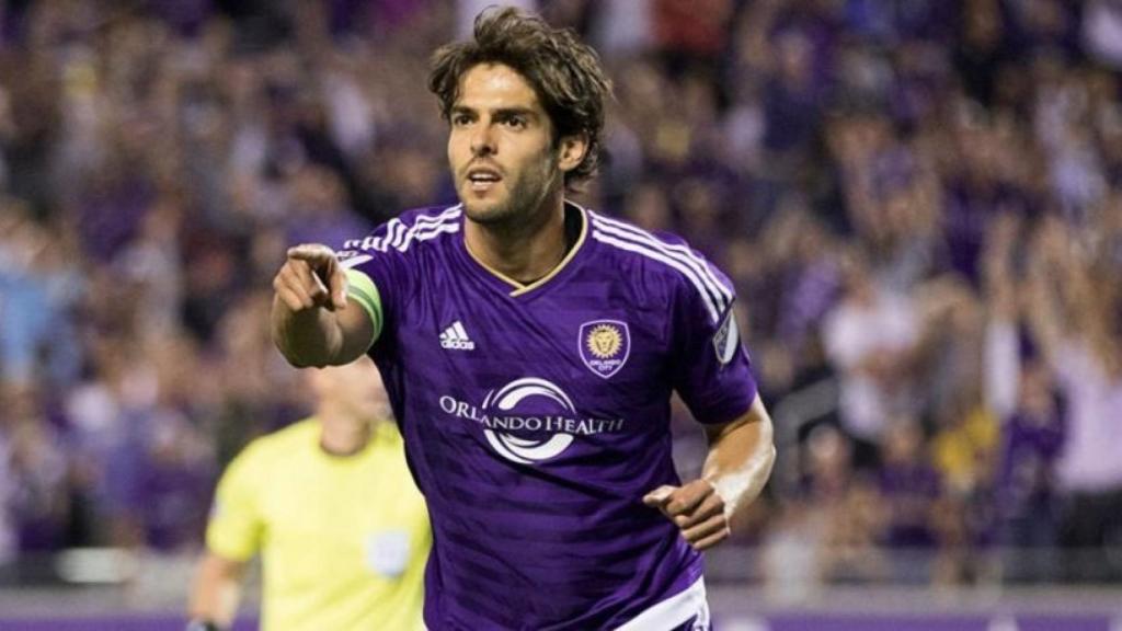 Kaká celebra un gol con el Orlando. Foto. orlandocitysc.com