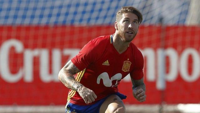 Ramos, en un entrenamiento con la Selección. Foto: sefutbol.com