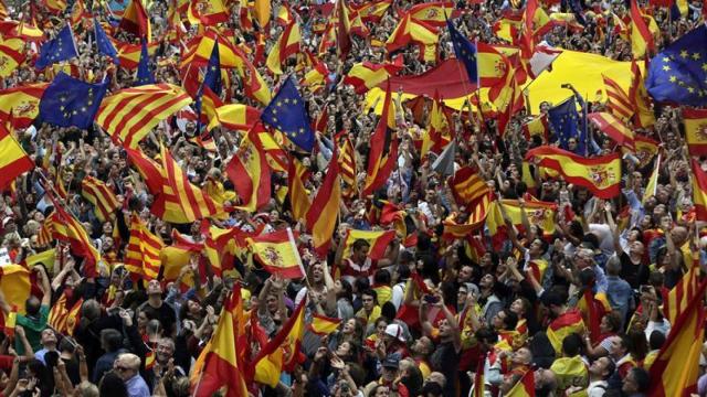 Marcha contra la independencia el pasado 30 de septiembre en Barcelona.