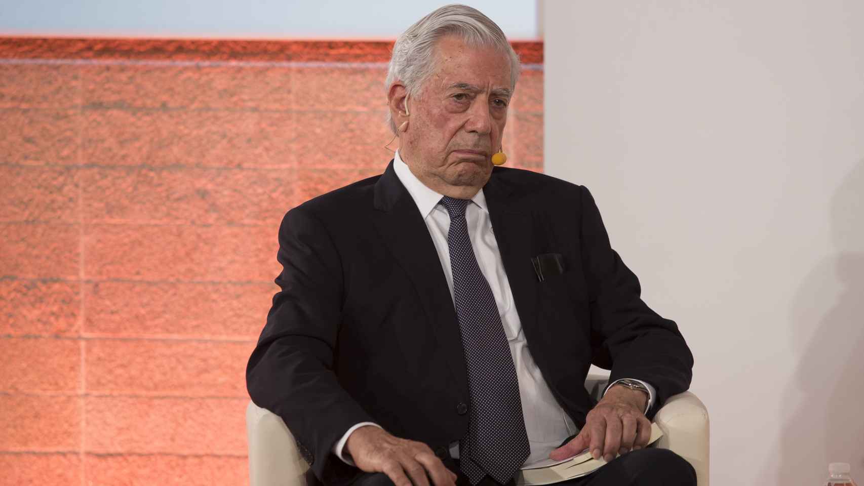 El escritor Mario Vargas Llosa durante una charla.