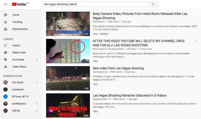 youtube las vegas tiroteo falsa bandera algoritmo