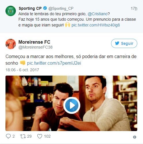 Tweet del Moreirense contestando al Sporting Portugal. | Foto: Twitter (@MoreirenseFC38)