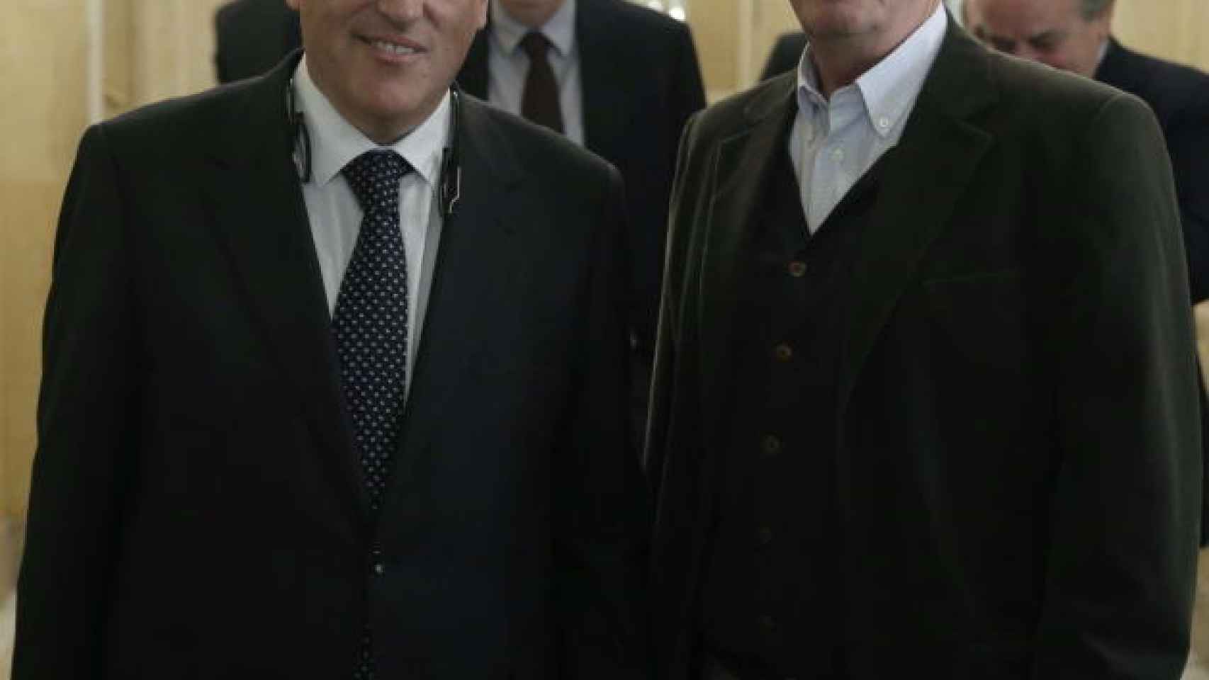 Javier Tebas, presidente de La Liga, y Jaume Roures, fundador de Mediapro, en una imagen de archivo.