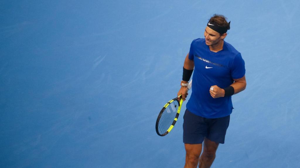 Nadal, celebrando un punto ante Kyrgios.