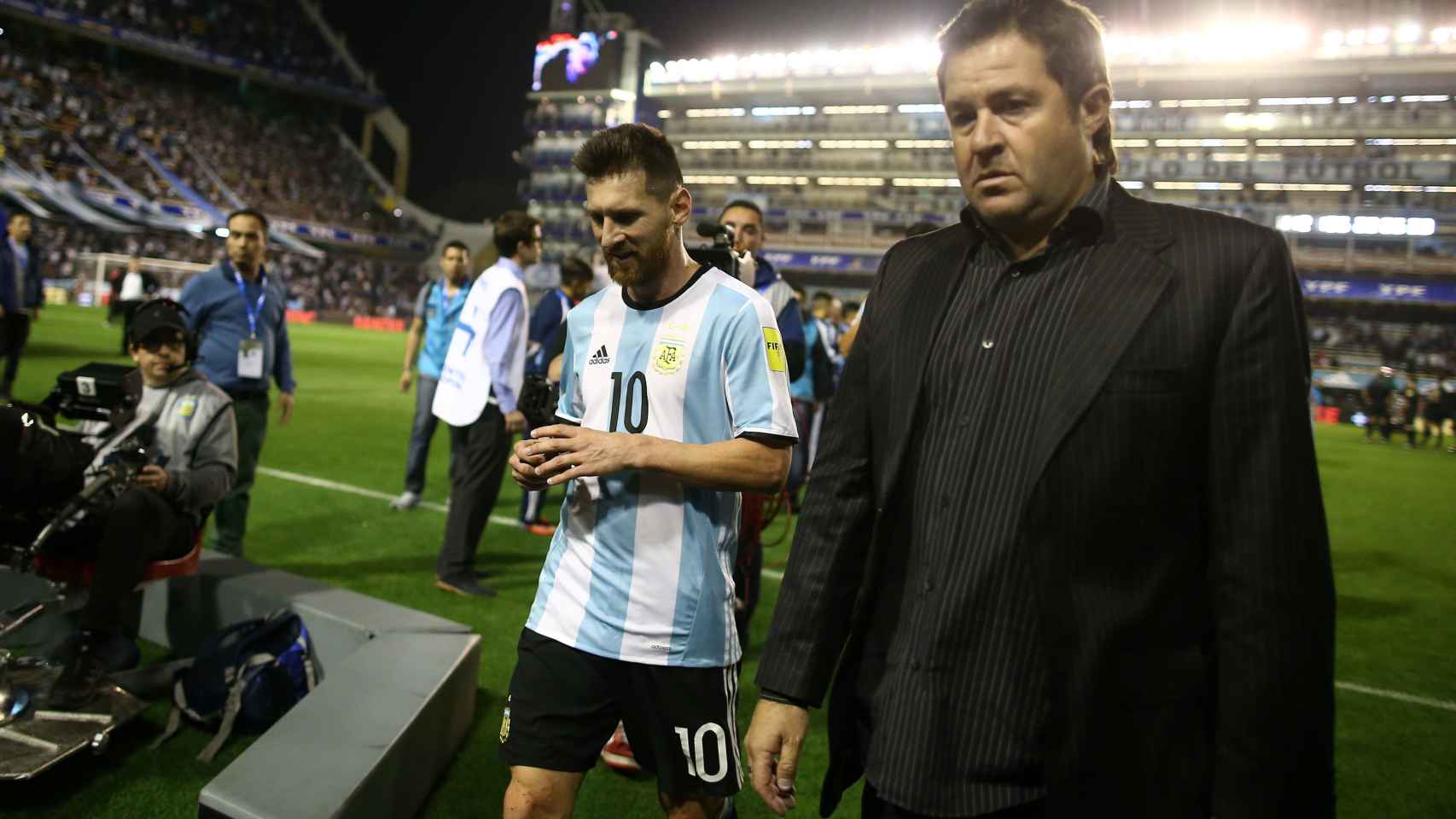 Leo Messi, a la finalización del Argentina - Perú.
