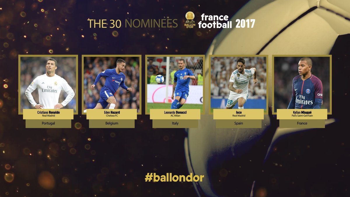 Los 30 candidatos al Balón de Oro: el Madrid arrasa
