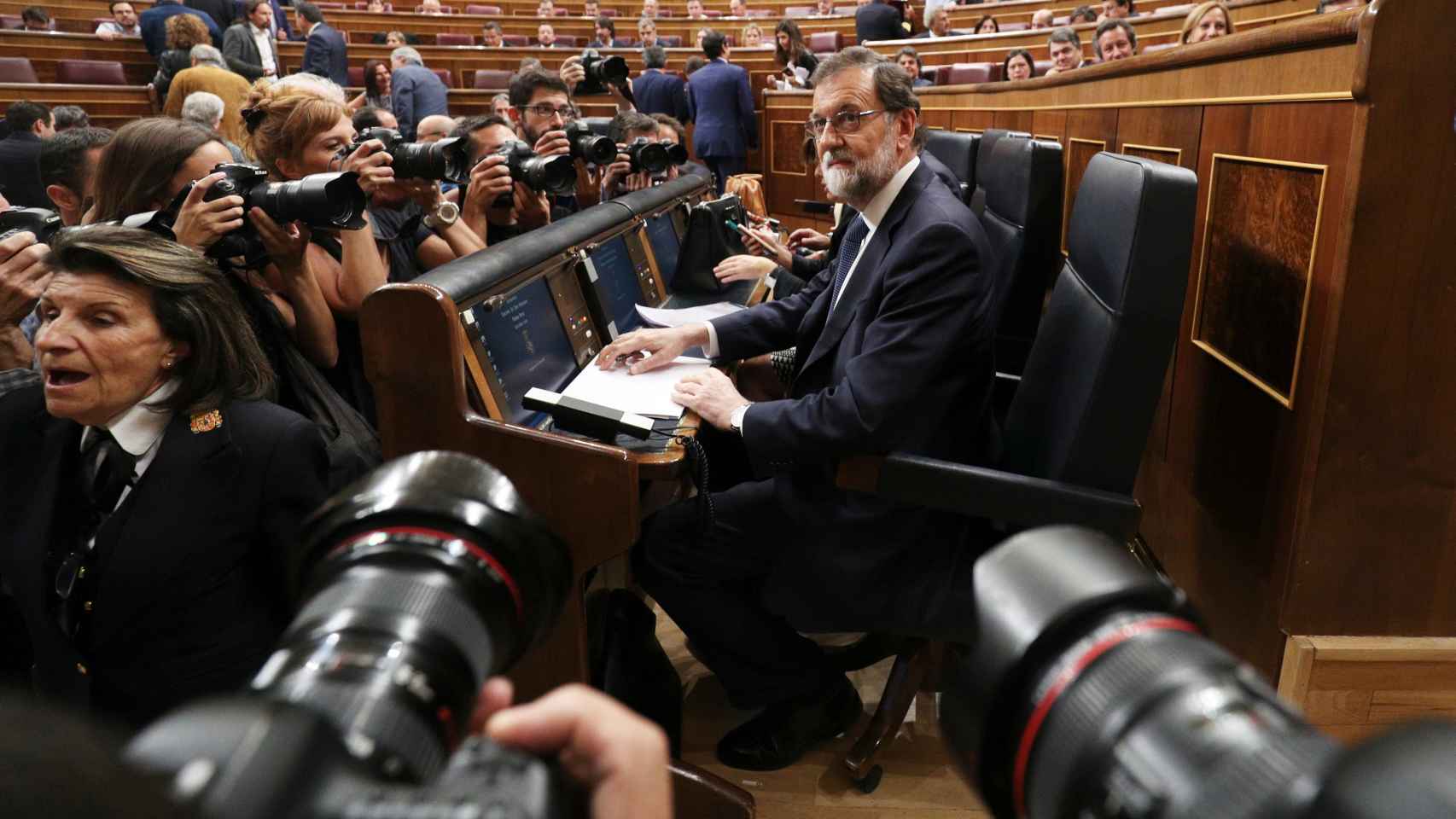 Rajoy, antes de su intervención en el Congreso