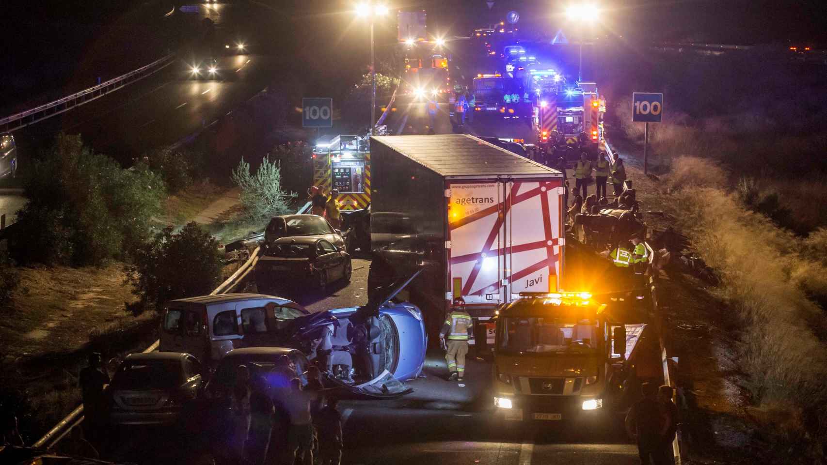 Accidente provocado por el camión de Hipólito en la A7 a la altura de Murcia
