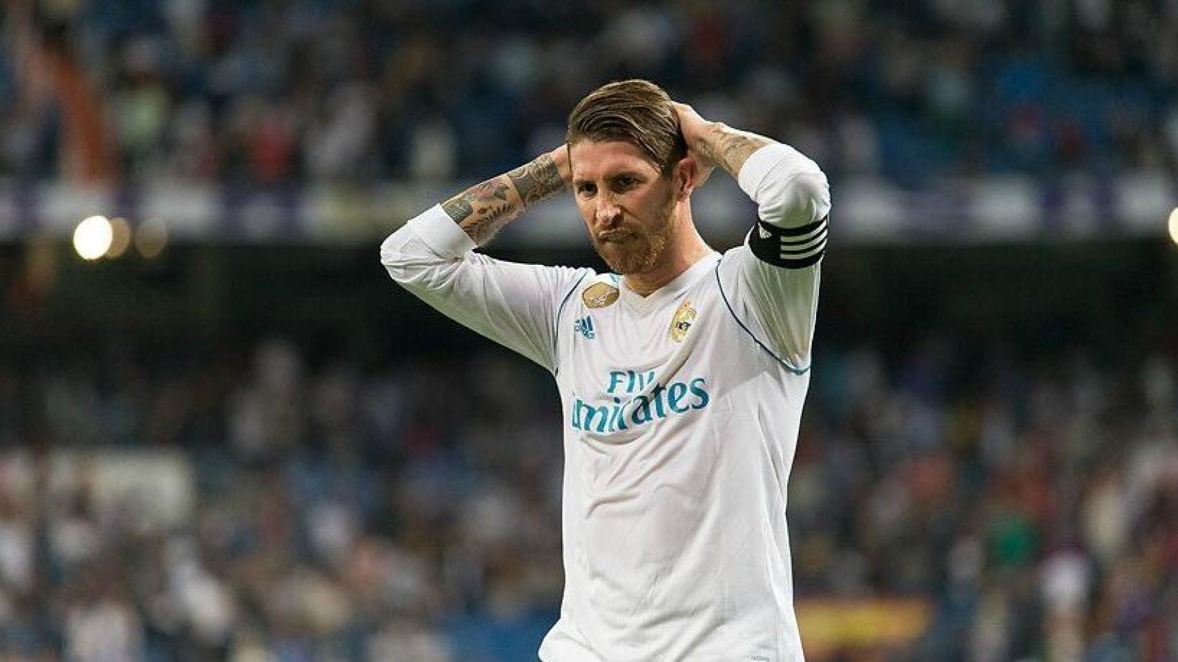 Sergio Ramos, tras fallar una ocasión ante el Espanyol. Foto: Pedro Rodríguez / El Bernabéu