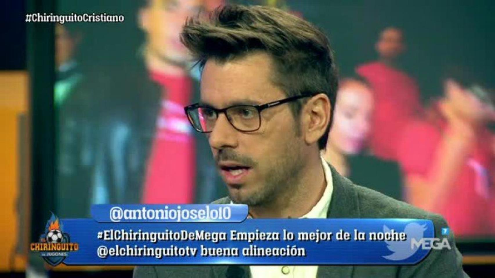 Roberto Morales durante un programa de El Chiringuito. Foto: Twitter: (@elchiringuitotv)