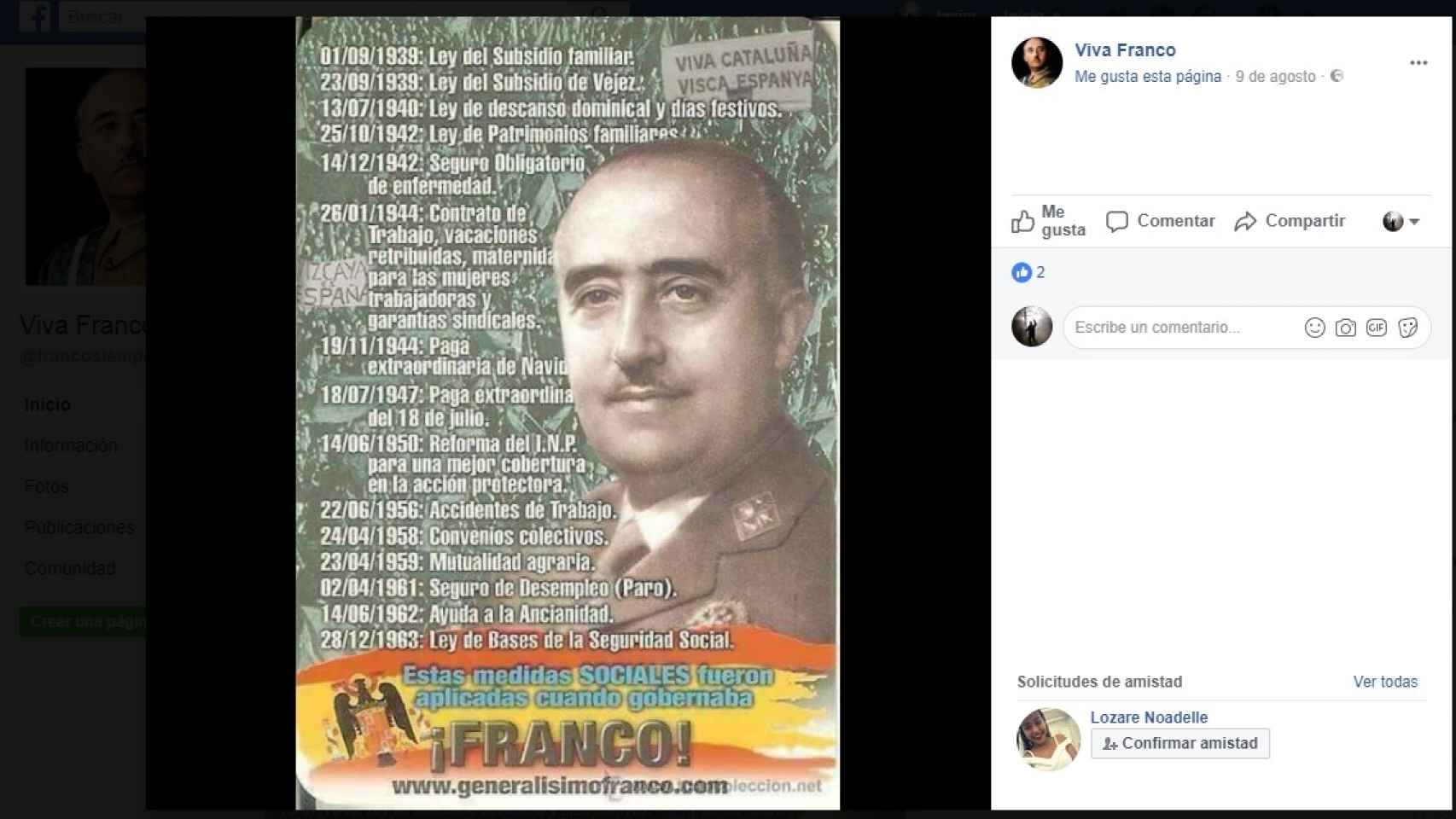 Imagen de un grupo de apoyo a Francisco Franco.