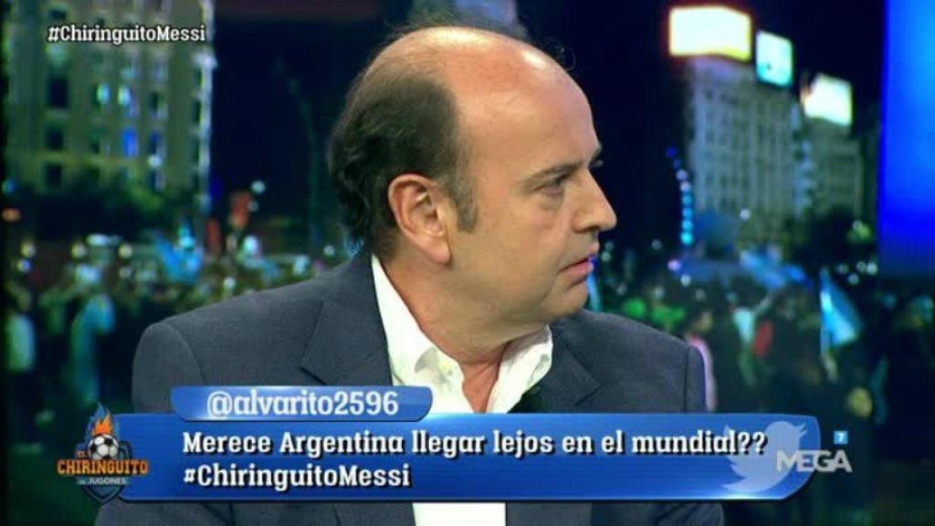 Juanma Rodríguez, en El Chiringuito. Foto: Twitter (elchiringuitotv)