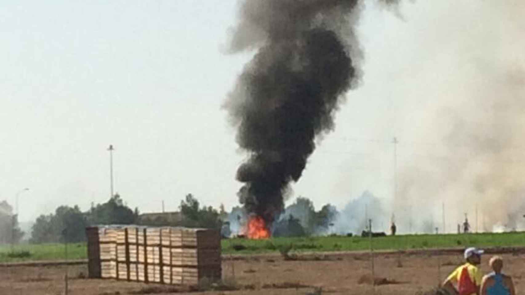 Imagen del accidente del eurofighter en Los Llanos.