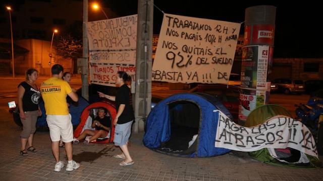 Una protesta de empleados de ambulancias en 2013