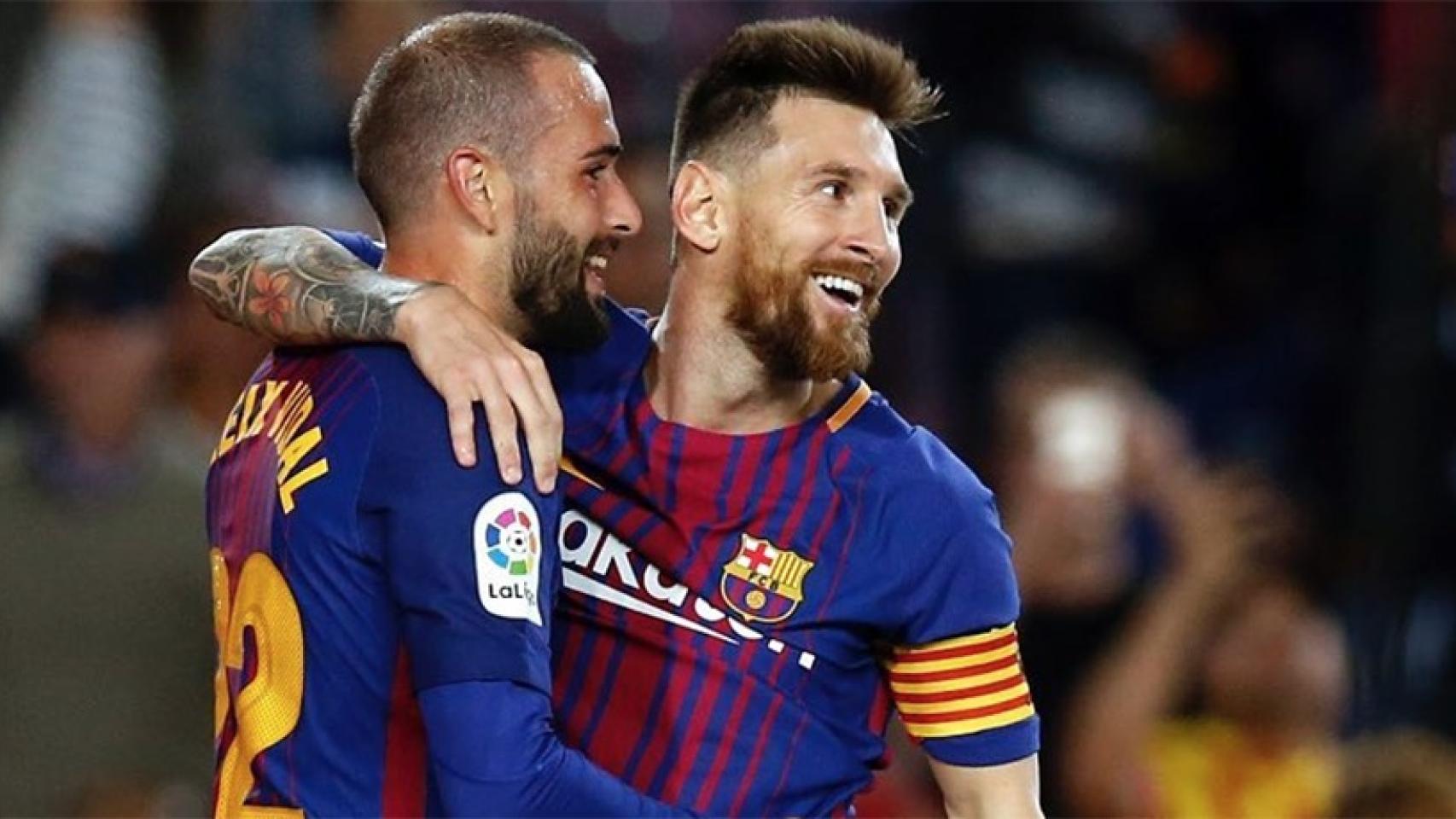 Aleix Vidal celebra un gol junto a Messi. Foto: Instagram (@av22oficial)