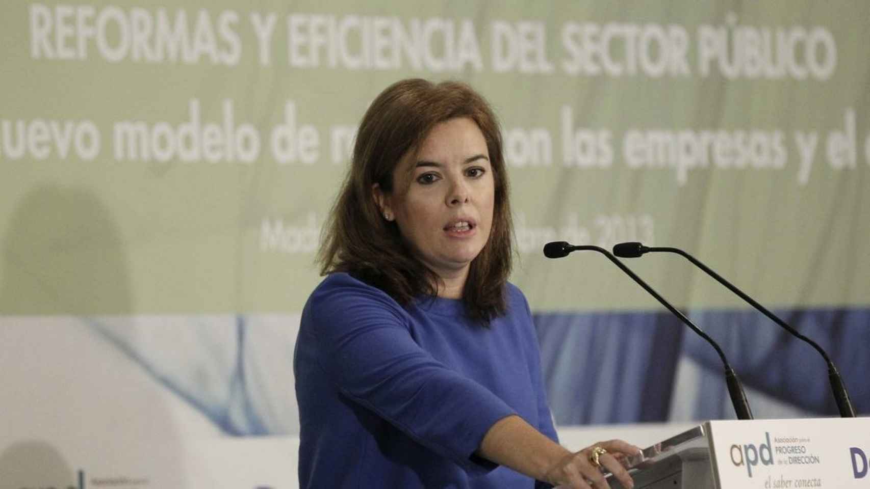 Soraya Sáenz de Santamaría durante la presentación de la Ley de Transparencia.