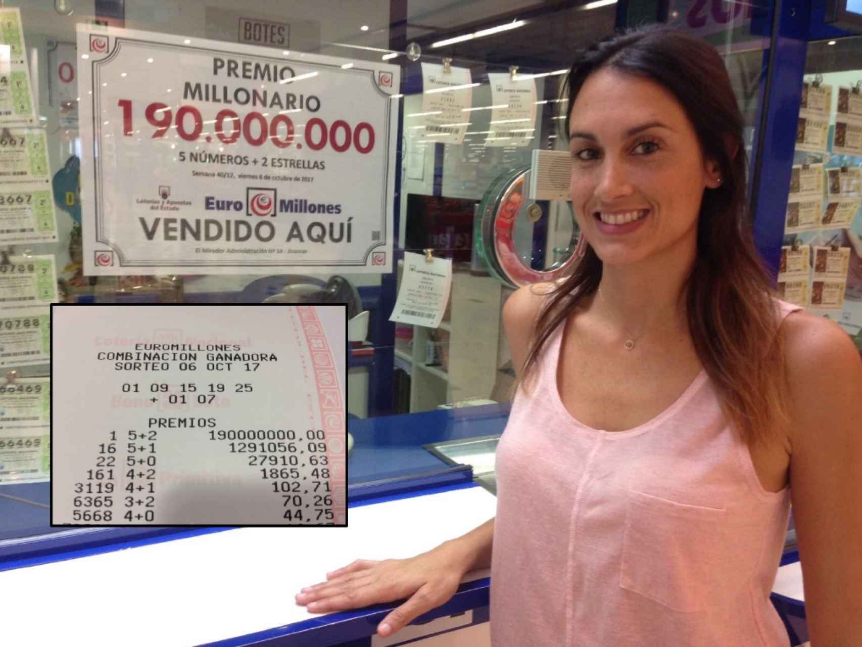 Claudia, cuya madre es la dueña de la administración en la que se selló la apuesta ganadora de los 190 millones de euros.