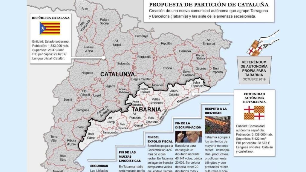 La región de Tabarnia comprende las zonas con menor presencia de independentistas de Cataluña.