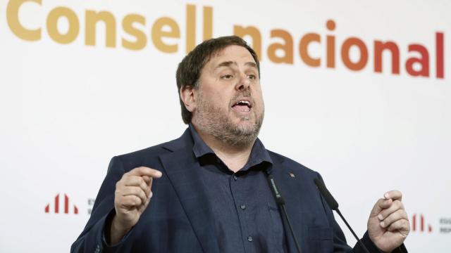 Junqueras tras una reunión de ERC.