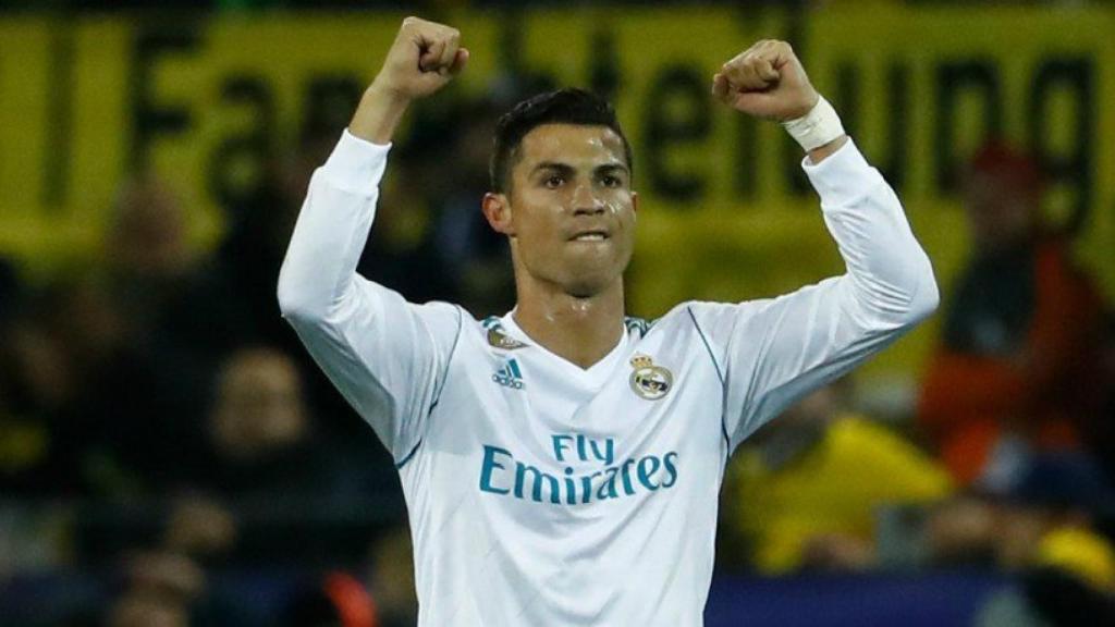 Cristiano celebra uno de sus goles ante el Dortmund. Foto Twitter (@ChampionsLeague)