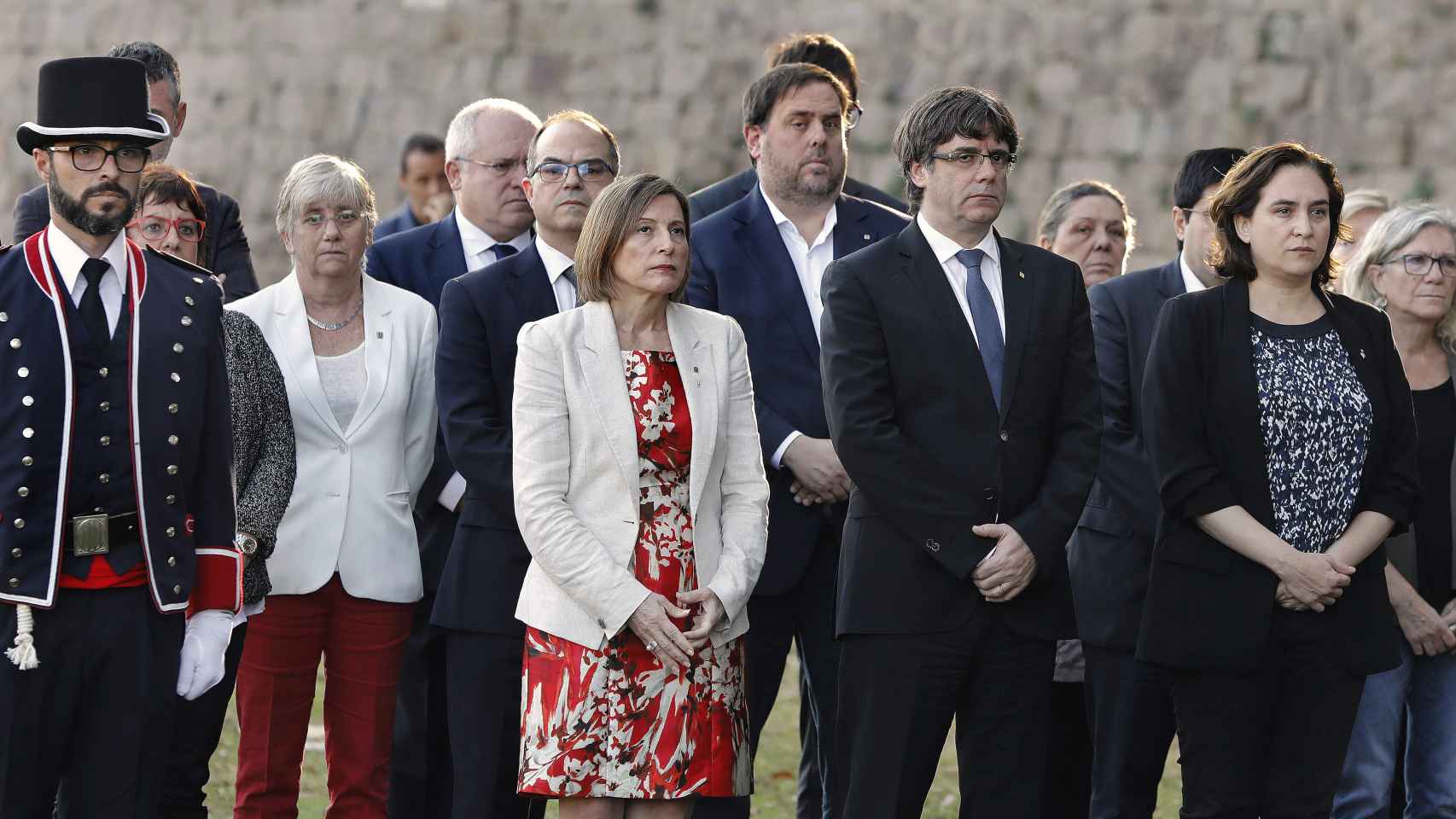 Forcadell, Junqueras, Puigdemont y Colau este domingo en el homenaje a Companys.