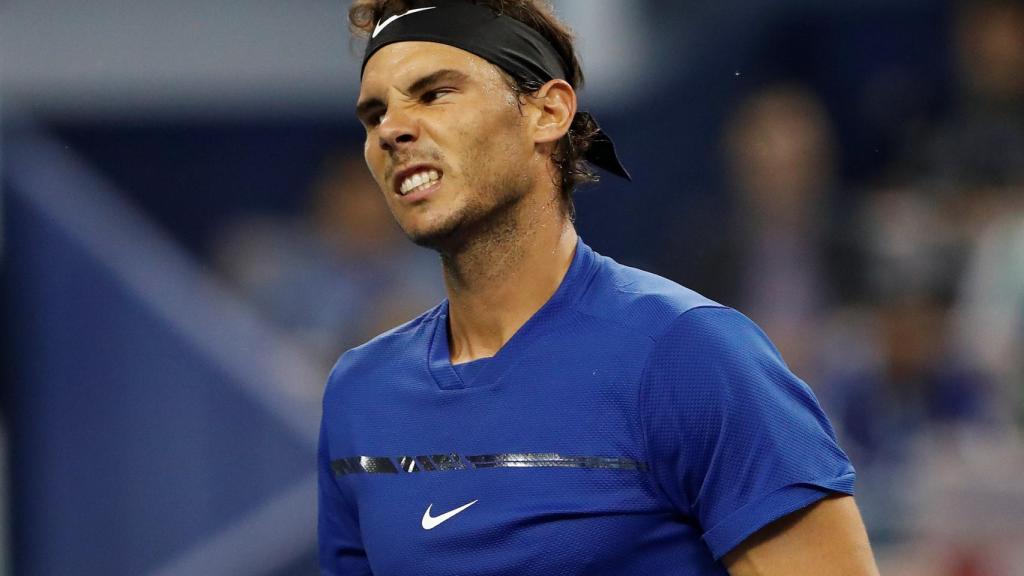 Nadal, lamentándose durante la final de Shanghái.