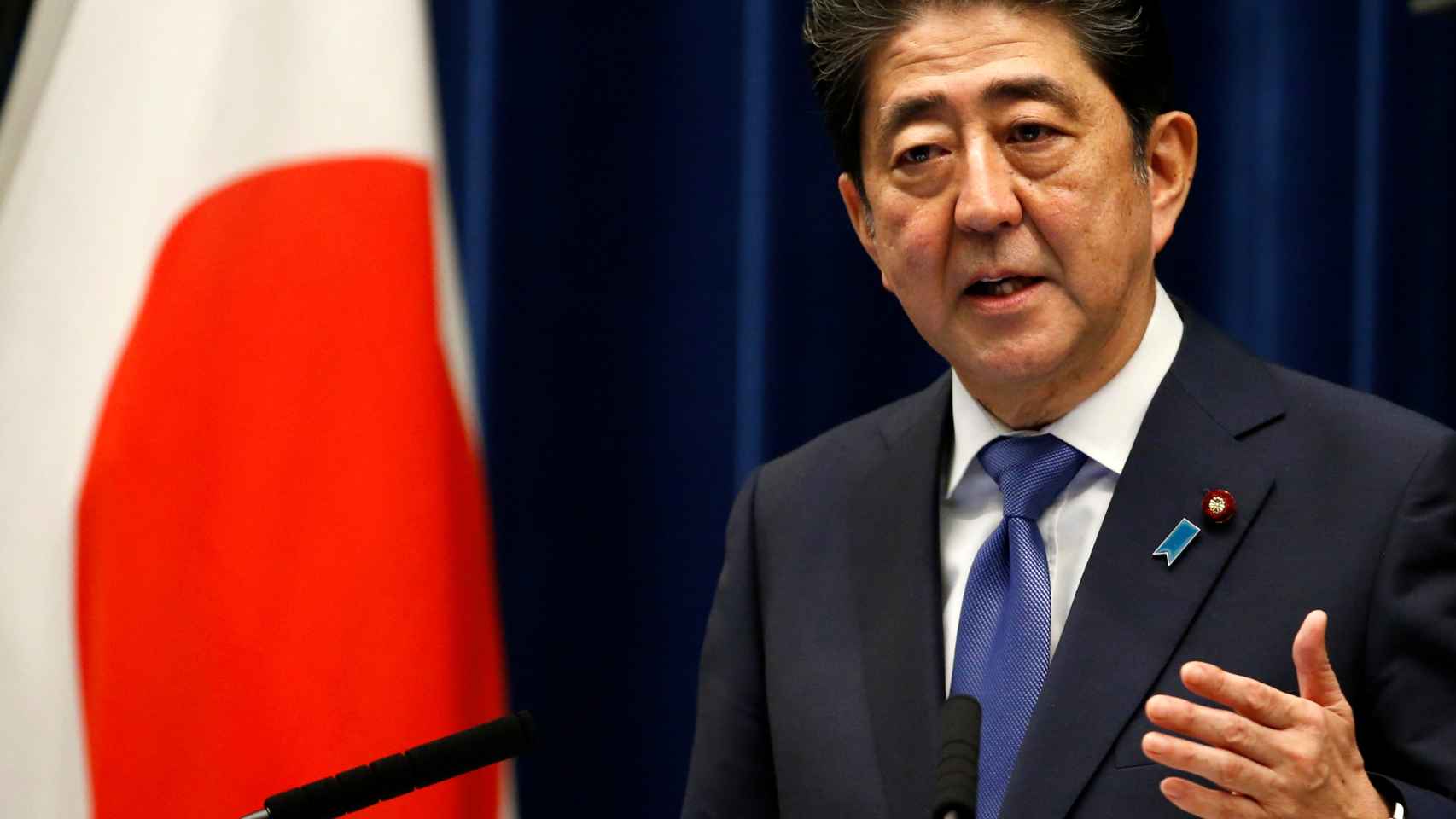 Shinzo Abe durante una rueda de prensa en Tokio.