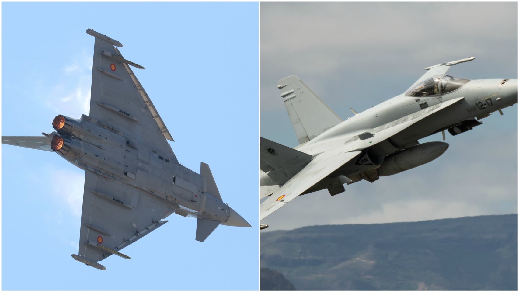 Un  Eurofighter y  un F-18, los dos modelos de caza accidentados en la última semana