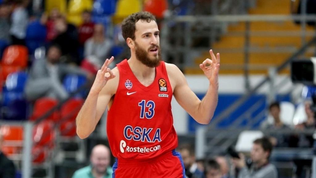 Sergio Rodríguez en un partido europeo con el CSKA de Moscú.