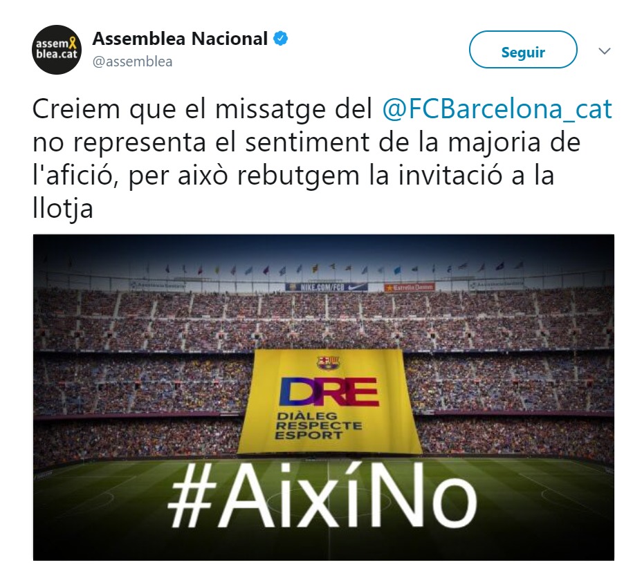 El Barça se queda solo: la ANC rechaza desplegar la pancarta en Champions