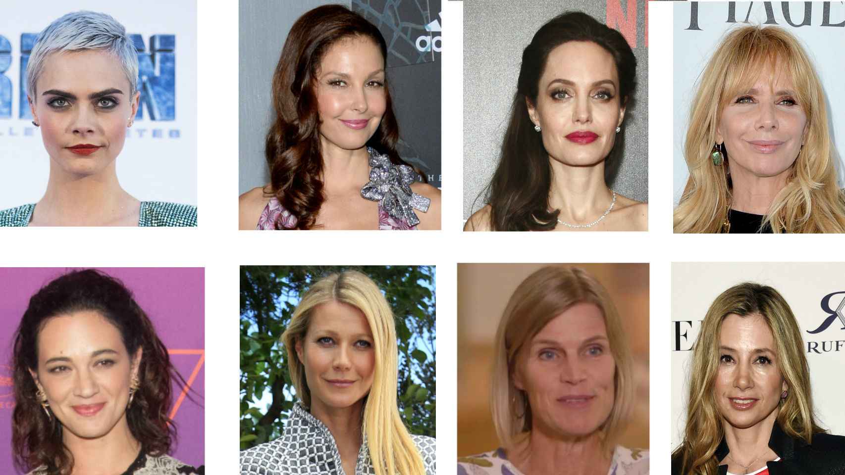 Varios de los rostros de las famosos que se han atrevido a contar su experiencia de acoso sexual por parte de Weinstein.