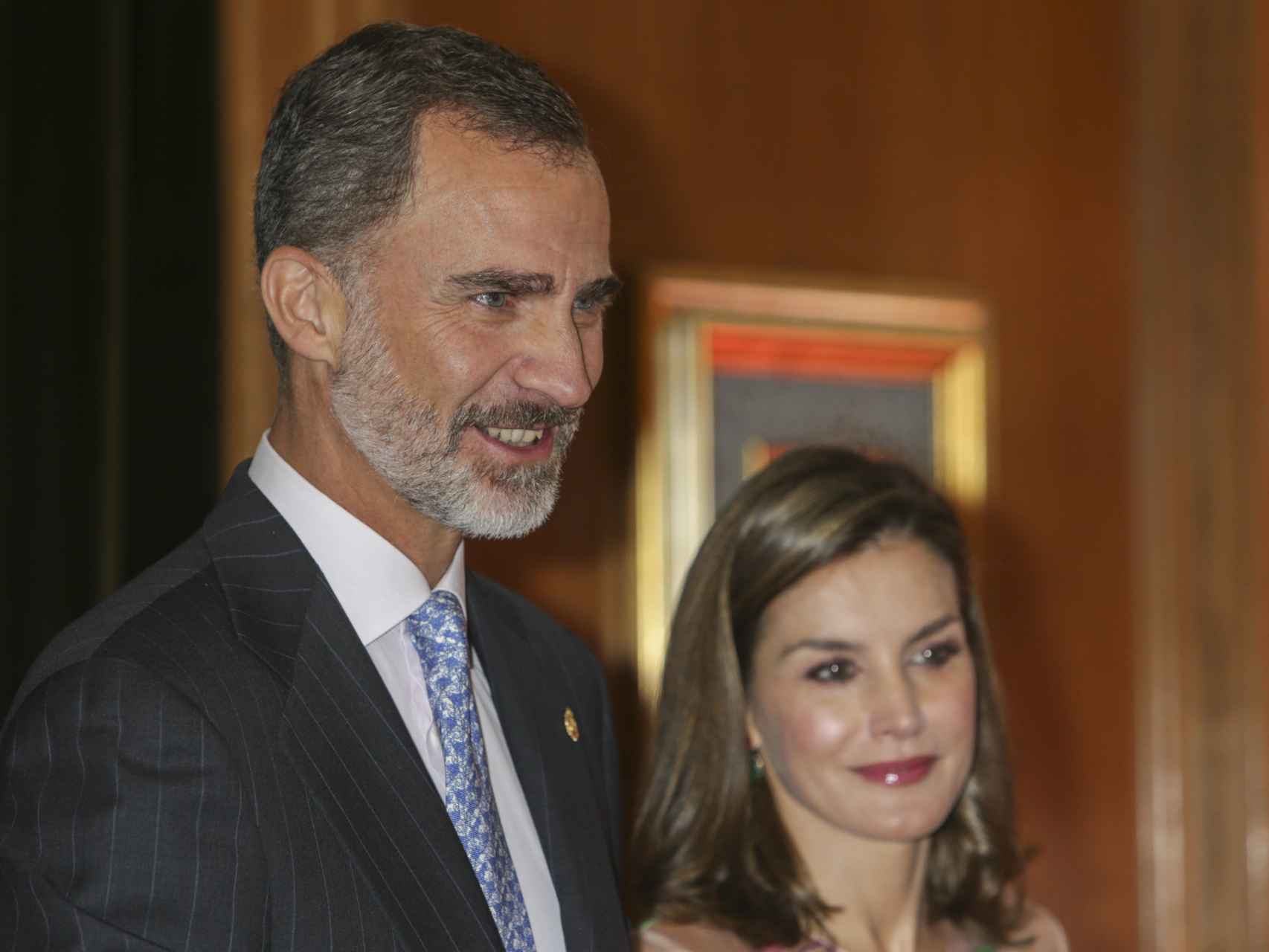 El rey Felipe VI junto a la reina Letizia este viernes en la recepción previa a la entrega de los premios Princesa de Asturias