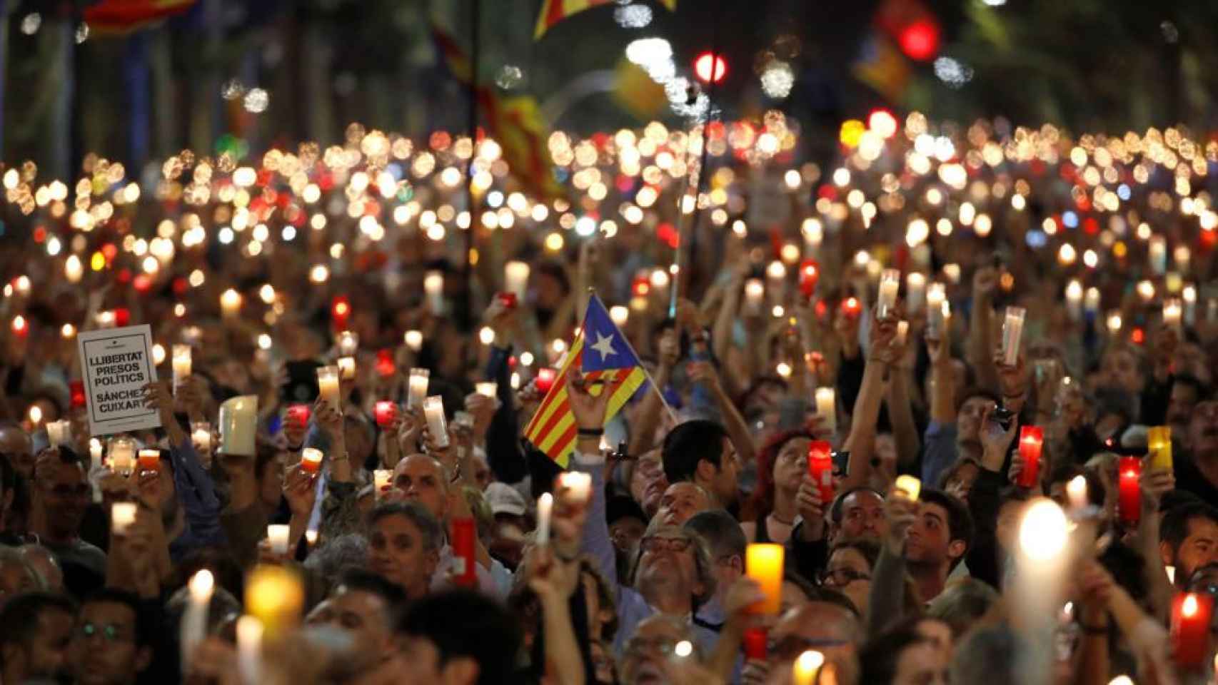 Manifestación en favor de los presos celebrada el pasado miércoles en Barcelona.