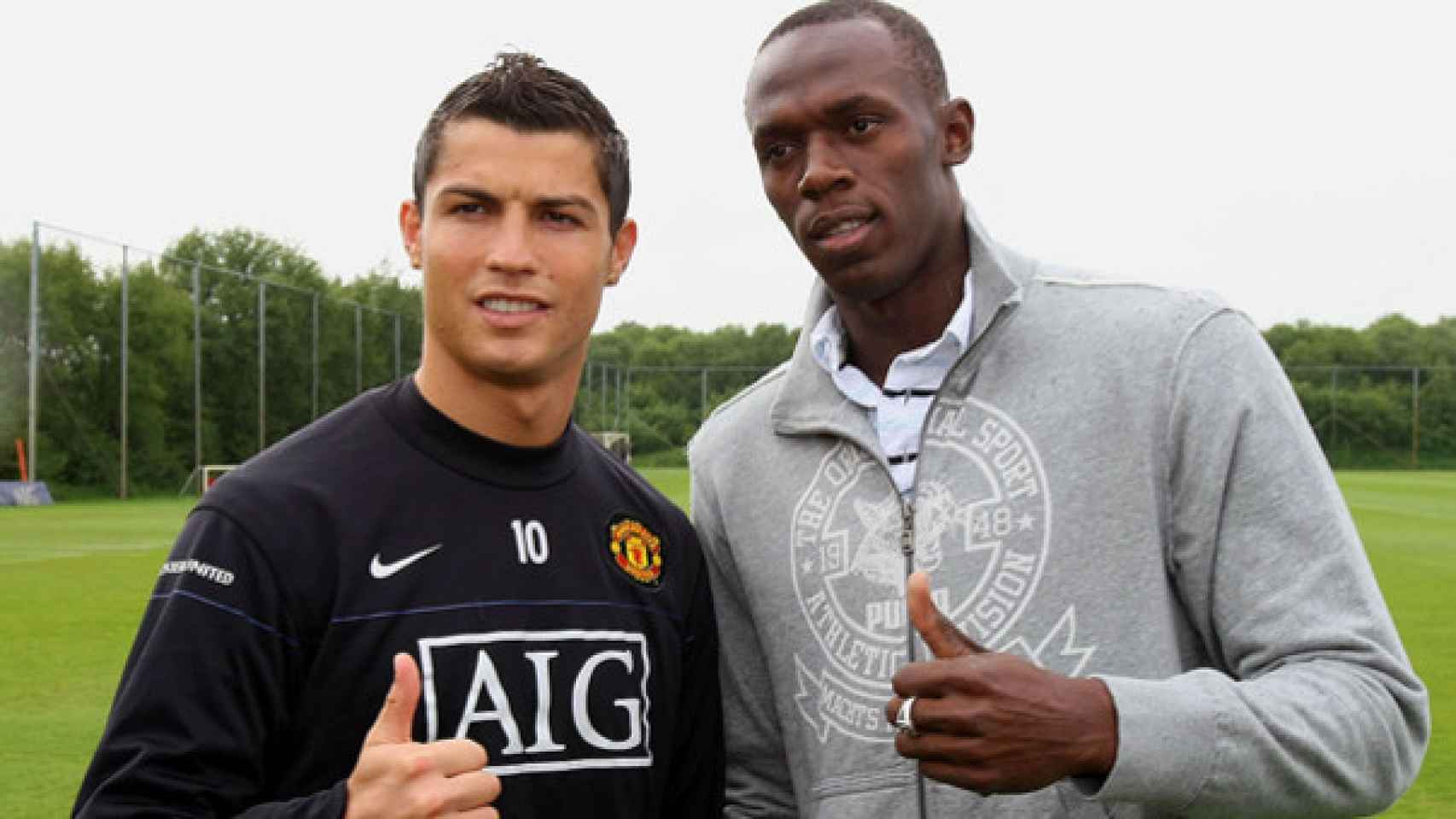 Bolt y Cristiano Ronaldo hace ahora diez años.