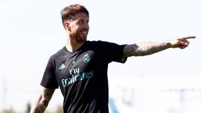 Ramos durante una sesión de entrenamiento. Foto Twitter (@sergioramos)