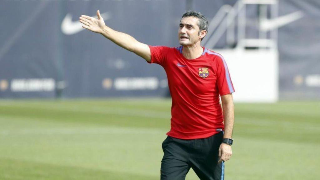 Valverde en un entrenamiento del Barça. Foto: fcbarcelona.es